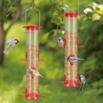 ERYTLLY 2 Pack Bird Feeders for Outdoors Hanging with 6 Feeding Ports Extra Thick Solid Tube Transparent Weatherproof Water Resistant Great for Attracting Birds Garden