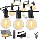 Brightown 108FT 52 LED Solar String Lights Outdoor with Remote & USB Port, Shatterproof Bulbs, Dimmable & Timable, 3 Light Modes, Patio Lights Solar Powered for Camping Backyard Garden Decor