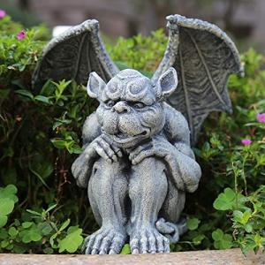 OwMell Gargoyle Statue Garden Guardian Sculpture Figurine Gothic Indoor Outdoor Garden Decor Statue 7 Inch - Sitting