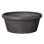 PSW Pot Collection TA30DC 12-inch Plastic/Stone/Wood Composite Bulb Pan Planter – No Drainage Hole (Drillable), Shallow Indoor/Outer Pot for Succulents, Bonsai, Fairy Gardens, Herbs, Dark Charcoal