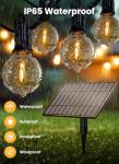 Brightown 108FT 52 LED Solar String Lights Outdoor with Remote & USB Port, Shatterproof Bulbs, Dimmable & Timable, 3 Light Modes, Patio Lights Solar Powered for Camping Backyard Garden Decor
