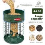 Kingsyard Upgraded Squirrel Proof Caged Bird Feeder for Outdoor Hanging - Additional Storage Tube Bird Feeder with 4 Feeding Ports & Perches, Easy to Clean & Refill. Green