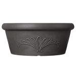 PSW Pot Collection TA30DC 12-inch Plastic/Stone/Wood Composite Bulb Pan Planter – No Drainage Hole (Drillable), Shallow Indoor/Outer Pot for Succulents, Bonsai, Fairy Gardens, Herbs, Dark Charcoal