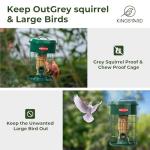 Kingsyard Upgraded Squirrel Proof Caged Bird Feeder for Outdoor Hanging - Additional Storage Tube Bird Feeder with 4 Feeding Ports & Perches, Easy to Clean & Refill. Green