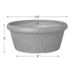 PSW Pot Collection TA30DC 12-inch Plastic/Stone/Wood Composite Bulb Pan Planter – No Drainage Hole (Drillable), Shallow Indoor/Outer Pot for Succulents, Bonsai, Fairy Gardens, Herbs, Dark Charcoal