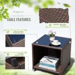 Greesum 3 Pieces Patio Furniture Sets Outdoor PE Rattan Wicker Chairs with Soft Cushion and Glass Coffee Table for Garden Backyard Porch Poolside, Beige