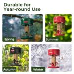 Kingsyard Upgraded Squirrel Proof Caged Bird Feeder for Outdoor Hanging - Additional Storage Tube Bird Feeder with 4 Feeding Ports & Perches, Easy to Clean & Refill. Green