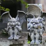 OwMell Gargoyle Statue Garden Guardian Sculpture Figurine Gothic Indoor Outdoor Garden Decor Statue 7 Inch - Sitting