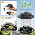 TrampgiK Outdoor Bird Feeder, Retractable Bird Feeder Hanging, Metal Hanger, Rainproof & Leak-Proof, Black, Pack of 2