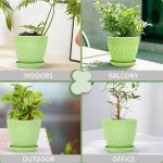 Vodotion - Plant Pots Indoor with Saucers & Drainage - 6 Pack Flower Pots - Plastic Planters for Indoor Planter - 7.5/6.6/5.8/5.0/4.3/3.5 inches Sizes for All Different Types of Plants-Light Green
