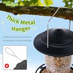 TrampgiK Outdoor Bird Feeder, Retractable Bird Feeder Hanging, Metal Hanger, Rainproof & Leak-Proof, Black, Pack of 2