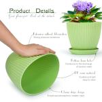 Vodotion - Plant Pots Indoor with Saucers & Drainage - 6 Pack Flower Pots - Plastic Planters for Indoor Planter - 7.5/6.6/5.8/5.0/4.3/3.5 inches Sizes for All Different Types of Plants-Light Green