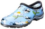 Sloggers Original Waterproof Rain and Garden Shoe for Women– Outdoor Slip-On Garden Clog - Made in The USA with Premium Comfort Insole and Arch Support - Lt Blue Bee Print, Size 7