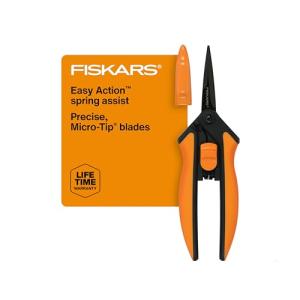 Fiskars 6" Pruning Scissors for Flowers, Buds, Weeds and Small Plants, Garden Snips with Resin Resistant Nonstick Stainless Steel Blades, Gardening Trimmers with Comfortable Handle