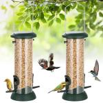 FEED GARDEN 2 Pack Tube Bird Feeders for Outdoors Hanging, Premium Hard Plastic Wild Bird Feeders with 2 Ports, Small Bird Feeder Easy-Refill&Clean, Gifts for Mom Woman, 8.5 Inch Green
