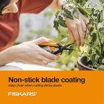 Fiskars 6" Pruning Scissors for Flowers, Buds, Weeds and Small Plants, Garden Snips with Resin Resistant Nonstick Stainless Steel Blades, Gardening Trimmers with Comfortable Handle