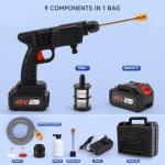 Topteng Power Blaster Plus Pressure Washer Cordless Portable Electric High Pressure Water Spray Gun and Hose Car Washer Cleaner Tool for Balconies Windows, Exterior Walls, Floors, Fences, Gardens