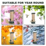 FEED GARDEN 2 Pack Tube Bird Feeders for Outdoors Hanging, Premium Hard Plastic Wild Bird Feeders with 2 Ports, Small Bird Feeder Easy-Refill&Clean, Gifts for Mom Woman, 8.5 Inch Green