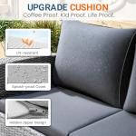 Wisteria Lane 4 Piece Patio Furniture Set, Wicker Outdoor Patio Conversation Furniture Set, All Weather Outdoor Patio Sofa with Cushion and Glass Table, Black