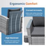 Wisteria Lane 4 Piece Patio Furniture Set, Wicker Outdoor Patio Conversation Furniture Set, All Weather Outdoor Patio Sofa with Cushion and Glass Table, Black