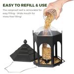 Kingsyard Metal Bird Feeder for Outdoors Hanging, 3 lbs Seed Feeder, Wild Bird Feeders for Garden Cardinal Finch Bluebird, Easy to Fill & Clean, Black