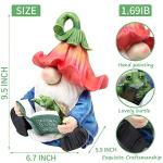 Sinhra Garden Gnome Statue-Resin Gnome Figurine Hugging Turtle Reading Book with Solar LED Lights，Outdoor Summer Decorations for Patio Yard Lawn Porch,Garden Ornament Gift