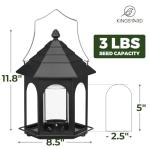 Kingsyard Metal Bird Feeder for Outdoors Hanging, 3 lbs Seed Feeder, Wild Bird Feeders for Garden Cardinal Finch Bluebird, Easy to Fill & Clean, Black