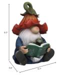 Sinhra Garden Gnome Statue-Resin Gnome Figurine Hugging Turtle Reading Book with Solar LED Lights，Outdoor Summer Decorations for Patio Yard Lawn Porch,Garden Ornament Gift