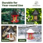 Kingsyard Metal Bird Feeder for Outdoors Hanging, 3 lbs Seed Feeder, Wild Bird Feeders for Garden Cardinal Finch Bluebird, Easy to Fill & Clean, Black