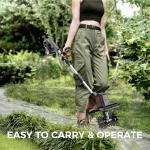 SOARFLY Upgraded Cordless Electric Tiller for Gardening, Total 8.0Ah Battery Powered Mini Cultivator with 2×4.0AH Batteries, 9" Width, 6.6" Depth, 48 Steel Tines Rototiller for Soil Cultivation