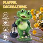 Solar Frog Statue Garden Decoration with Lantern