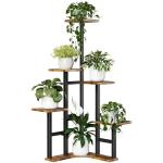 Yzosvki Corner Plant Stand Indoor, 6 Tiered Corner Plant Shelf Flower Stand for Multiple Plants, Plant Shelves Organizer Rack for Living Room, Balcony, Patio, Garden, Square Rustic Brown