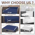 LEVELEVE Balcony Furniture 5 Piece Patio Conversation Set, PE Wicker Rattan Outdoor Lounge Chairs with Soft Cushions 2 Ottoman&Glass Table for Porch, Lawn-Brown Wicker