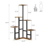Yzosvki Corner Plant Stand Indoor, 6 Tiered Corner Plant Shelf Flower Stand for Multiple Plants, Plant Shelves Organizer Rack for Living Room, Balcony, Patio, Garden, Square Rustic Brown