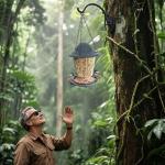 Small Bird Feeder - Durable Plastic Design, Easy Fill & Clean, Attracts Finches & Songbirds, Great for Outdoor Use in Yards, Porches and Decks