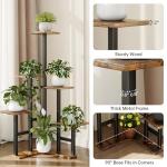 Yzosvki Corner Plant Stand Indoor, 6 Tiered Corner Plant Shelf Flower Stand for Multiple Plants, Plant Shelves Organizer Rack for Living Room, Balcony, Patio, Garden, Square Rustic Brown