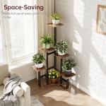 Yzosvki Corner Plant Stand Indoor, 6 Tiered Corner Plant Shelf Flower Stand for Multiple Plants, Plant Shelves Organizer Rack for Living Room, Balcony, Patio, Garden, Square Rustic Brown