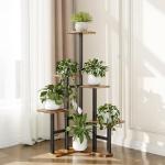 Yzosvki Corner Plant Stand Indoor, 6 Tiered Corner Plant Shelf Flower Stand for Multiple Plants, Plant Shelves Organizer Rack for Living Room, Balcony, Patio, Garden, Square Rustic Brown