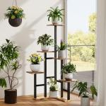 Yzosvki Corner Plant Stand Indoor, 6 Tiered Corner Plant Shelf Flower Stand for Multiple Plants, Plant Shelves Organizer Rack for Living Room, Balcony, Patio, Garden, Square Rustic Brown