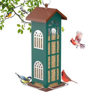Metal Bird Feeder Bird Feeders for Outdoors Hanging,Waterproof and Rust-Proof,Easy Cleaning,Wild Bird Feeders Attracting Chickadees Goldfinches Cardinals Finches and Sparrows