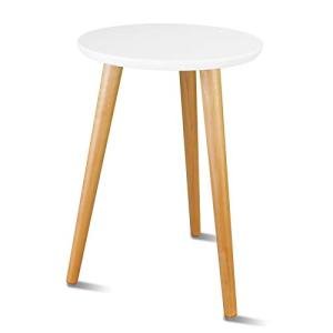 Uneedem Wood Mid Century Plant Stand for Indoor Plants, Modern Table, Tall Holder for Flower Pots, Small Round Side/End Table(A2 White, High: 16.5")