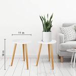 Uneedem Wood Mid Century Plant Stand for Indoor Plants, Modern Table, Tall Holder for Flower Pots, Small Round Side/End Table(A2 White, High: 16.5")