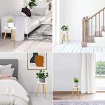 Uneedem Wood Mid Century Plant Stand for Indoor Plants, Modern Table, Tall Holder for Flower Pots, Small Round Side/End Table(A2 White, High: 16.5")