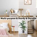 Uneedem Wood Mid Century Plant Stand for Indoor Plants, Modern Table, Tall Holder for Flower Pots, Small Round Side/End Table(A2 White, High: 16.5")