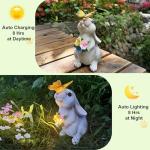Solar Rabbit Garden Statue with LED Light