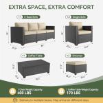 Aoxun 8 Piece Outdoor Patio Furniture Set 7 Seats, Outdoor Sectional with Thick Waterproof Cushions & Storage Coffee Table, Patio Conversation Sets for Garden,Backyard, Porch, Balcony, Deck, Beige