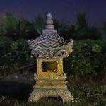 Aloak Asian Solar Zen Pagoda Garden Statue 14 Inch, Outdoor Japanese Lamp Lantern for Home Garden Landscape Décor (14 inch Pagoda)