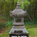 Aloak Asian Solar Zen Pagoda Garden Statue 14 Inch, Outdoor Japanese Lamp Lantern for Home Garden Landscape Décor (14 inch Pagoda)