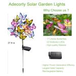 Adecorty Solar Garden Lights Outdoor Waterproof Decorative Solar Lights Outdoor 2 Pack with 44 LED 34 Butterfly Flower Garden Decor Yard Patio Lawn, Gifts for Mother's Day Mom Women