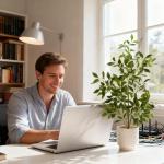 Artificial Potted Plants Indoor,27" Faux Plants Ficus Leaves Trees with Ceramic Pots,Realistic Fake Plant Indoor Potted for Living Room Office Farmhouse Room Bathroom Bedroom Kitchen Plant Decor